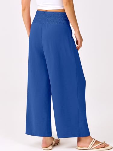 Image of ANRABESS Womens Wide Leg Palazzo Pants with Pockets | Lightweight Breathable High Waisted Pants, Beach Vacation Flowy, Lounge & Casual Summer Trousers