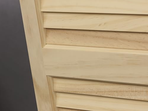 LTL Home Products SHL63 Exterior Solid Wood Louvered Window Shutters, 15" x 63", Unfinished Pine - Thumbnail 3