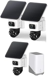 eufyCam S4 3‑Kamera‑Set, kabellose Solar‑Überwachungskamera außen, 3‑Linsen Bullet‑PTZ‑Kamera, 4K UHD, 360° Multi‑Kamera‑Tracking, Auto‑Tracking, 8× Hybridzoom, Farbnachtsicht, 16TB lokaler Speicher