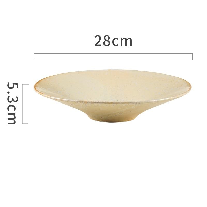 ERoomQ Dipping Bowls Style Deep Plate Ceramic Plate Household Vegetable Plate Plate Salad Plate Pasta Plate Appetizer Bowls,B-One Size (C)