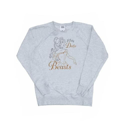 Disney Princess Women's Belle I Only Date Beasts Sweatshirt Medium Heather Grey