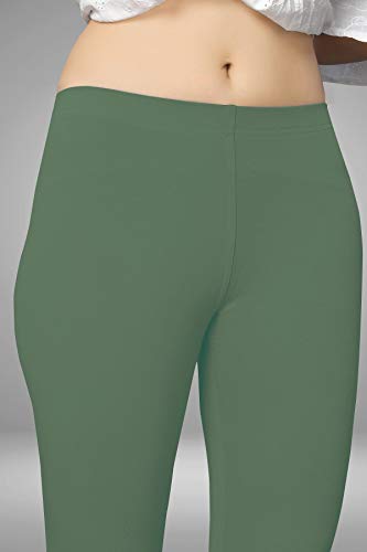 Image of Women's Cotton Skinny Leggings with Ankle Length Solid Pattern Mid Rise and Elastic Closure | Cotton Skinny Leggings for Womens