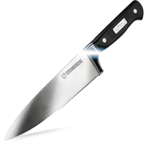 Steinbrucke Forged Chef Knife Pro Kitchen Knife 8 inch German 5Cr15Mov Stainless Steel Blade & Hand Polished Ergonomic Handle - Finger Guard, Dishwasher Safe