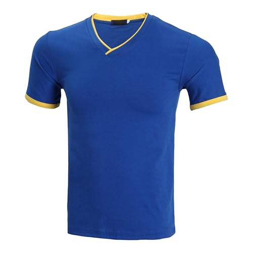 Men Double V Collar Polo Shirts Classic Simple Comfy Work Bottoming Shirt Summer Classic Pop Street Pullover Tops (Colour,X-Large)