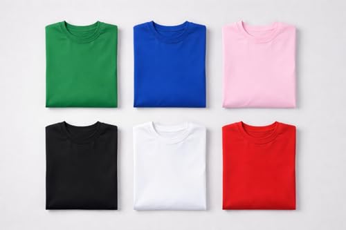 Image of T-Shirt for Boys | Super Colour (White Black Pink Yellow) Super Cotton [100% Pure] Solid Plain Tees