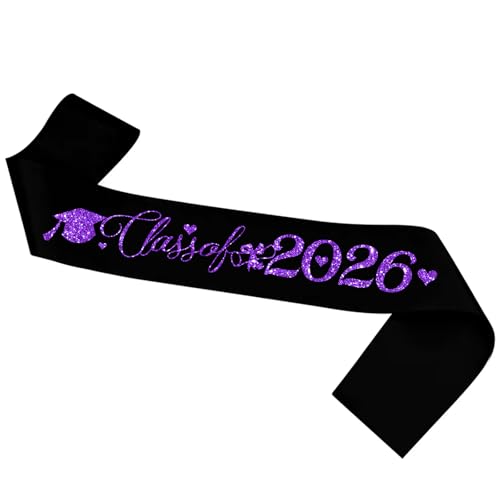 LHPYQ Class of 2026 Graduation Sash,Congrats Sash,High School College Grad Gifts,Congratulations Graduate 2026 Graduation Party Decorations (Black Purple)