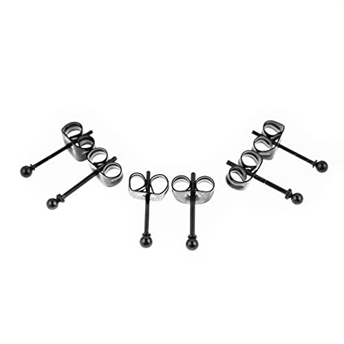 Memsion 316L Surgical Steel Earrings Hypoallergenic Black Ball Stud Earrings Set for Women Men Girls Nickel Free Cartilage Ear Rings4