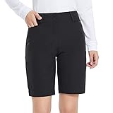 BALEAF Women's Golf Shorts 9" Bermuda Long Short Knee Length Stretch with Pockets Golfing Apparel for Ladies Black L