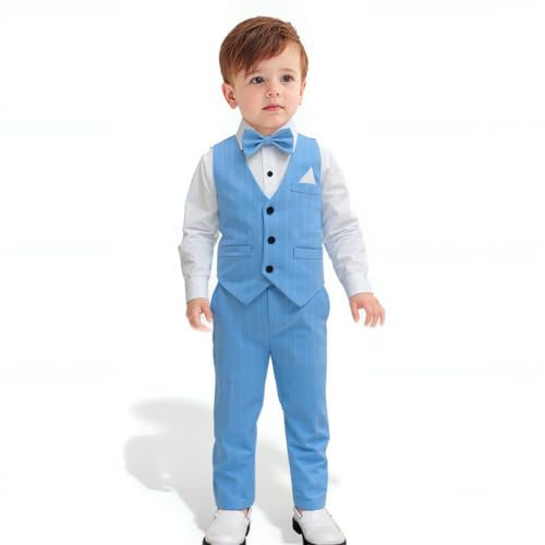 Yilaku Boys Suits Ring Bearer Outfit Toddler Suits with Vest+Shirt+Pants Sets Kids Dress Clothes for 18 Months-9 Years - Main Image