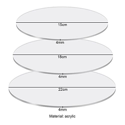 Gsrhzd Acrylic Discs, 3 PCS 4 MM Thick Clear Round Acrylic Disc, Cake Disk, for Picture Frames Glass Replacement, Painting - Image 2