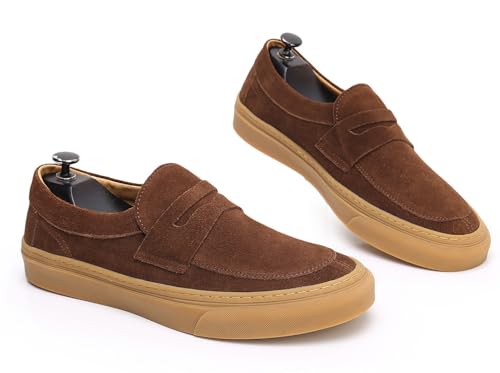 Santimon Mens Dress Shoes Slip-Ons Penny Loafers Suede Slippers Fashion Casual Business Prom Mocasines Boat Fashion Comfortable Breathable Summer Shoes for Men4