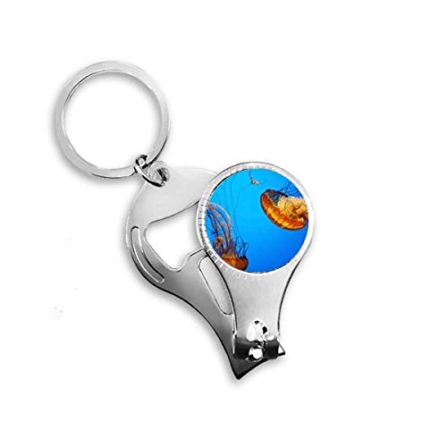 Ocean Jellyfish Science Nature Picture Nail Nipper Ring Key Chain Bottle Opener Clipper