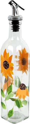 Containly 16oz Hand-Painted Sunflower Glass Oil and Vinegar Cruet