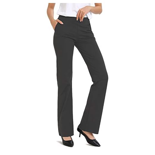 Safort Regular/Tall Bootcut Yoga Hose mit 71cm/76cm/81cm/86cm Schrittlänge, Dressy, Zwei Taschen, Grau, L