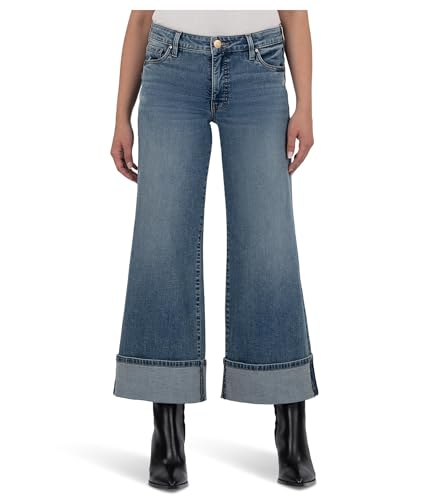 KUT from the Kloth Women's Meg High Rise Fab Ab Wide Legs Roll Up Regular Hem