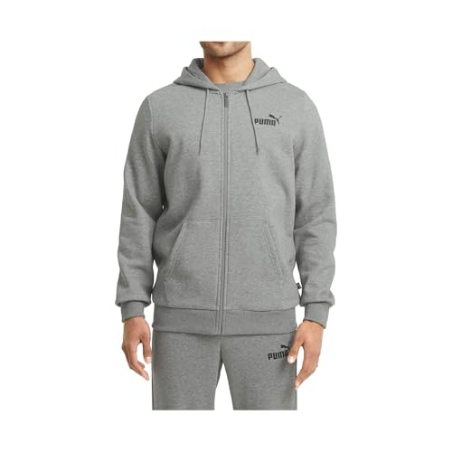 Image of Puma Men's Essentialentials Small Logo Full-Zip Hoodie | Comfortable Cotton-Polyester Blend Jacket with Adjustable Hood & Pockets | Ideal Hoodie Sweatshirt for Workouts, Travel & Casual Wear