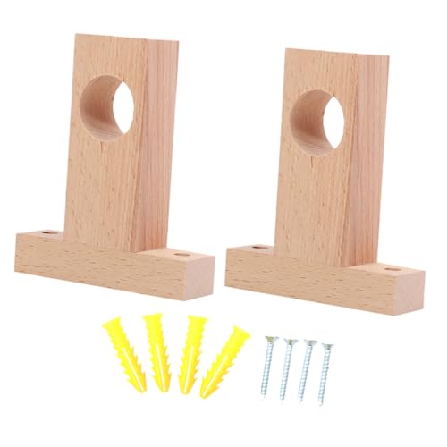 Hemobllo 2 Pezzi Supporti in Legno per Bastoni Tende Staffe Resistenti e Stabili per Aste Doccia e Tende da Casa Accessori per Montaggio Semplice per Decorazioni Abitative