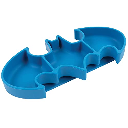 Image of Bumkins Toddler and Baby Suction Plate, Silicone Grip Dish, Babies and Kids, Baby Led Weaning, Children Feeding Supplies, Non Skid Sticky Bottom, Platinum Silicone, Ages 6 Months Up, Batman Blue