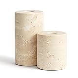 WORHE Candle Holders True Natural Marble Set of 2 Decorative Candlestick Holder for Table Centerpieces Home Dinning Party Wedding Birthday Premium Candles Stand for 3/4 inch Candles Beige (ZT017R)