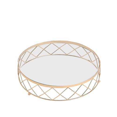 Gold Clear 16 in Round Metal Glass Geometric Cake Stand