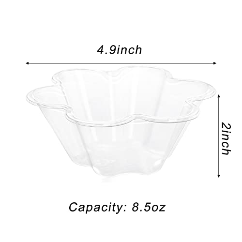 Soujoy 100 Pack Plastic Ice Cream Bowls, 8.5Oz Clear Flower Shape Appetizer Cup, Disposable Dessert Serving Bowl For Sundae, Chocolate Desserts, Appetizers, Dessert Samplers, Dessert Shot Glasses #TOP1