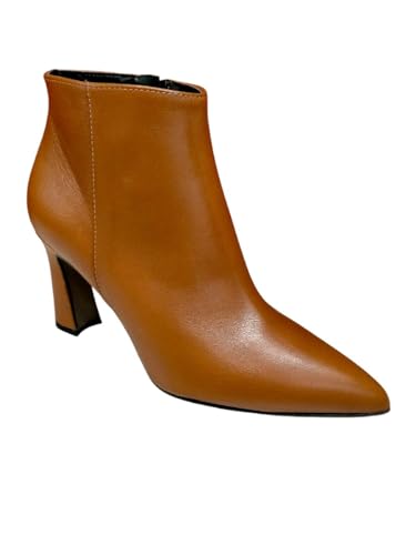 Forma a punta Generico 8233 Vera Pelle Cuoio Marrone Stivaletti Bassi Stivali a Punta da Donna con Cerniera Tacco Alto 9 cm Marchio Altramarea (39)
