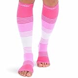Doc Miller Premium Open Toe Compression Sleeve Dress Series 1 Pair 20-30mmHg Strong Support Graduated Sock Pressure Sports Running Recovery Shin Splints Varicose Veins (PinkPinkWhite, X-Large)