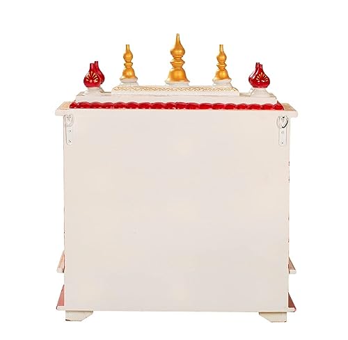 Templo de madera Devyom Pooja Mandir tallado para altar de meditación en casa 6