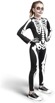 W WIDMANN MILANO Party Fashion Costume De Squelette Pour Enfant, Combinaison Avec Capuche, Blanc, Brille Sous La Lumière UV, Déguisement D'Halloween