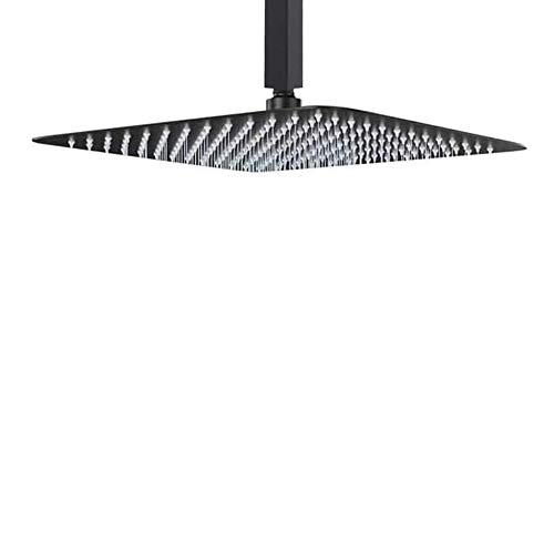 Rozin 16-inch Ultra Thin Rain Shower Head Rainfall Square Overhead Spray Black