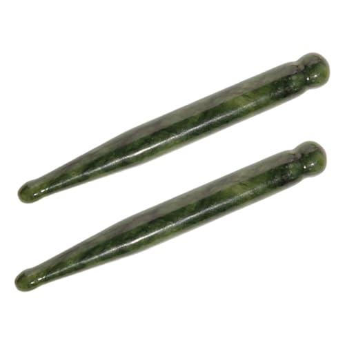 Healvian Set 2 Herramientas de Masaje de Jade Natural Xiuyan Palo Gua Sha Facial y para Ojos Acupresión y Masaje de Puntos para Reducción de Hinchazón y Cuidado Facial Casa
