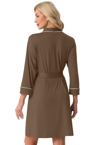 Image of PrinStory Womens Robe Knee Length Soft Knit Bathrobe S-2XL