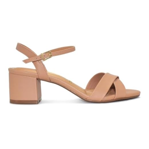 Sandália Feminina Vizzano – Salto Bloco Médio, Confortável e Elegante – Bege - 38