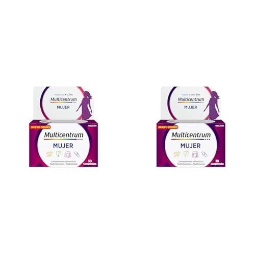 Multicentrum Mujer Complemento Alimenticio Multivitaminas Con 13 Vitaminas y 11 Minerales, Sin Gluten, 30 Comprimidos (Paquete de 2)
