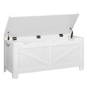 Hzuaneri Storage Chest, Extra Large Storage Bench, Wooden Box Trunk, Lift-Top Organizer Chest, Shoe Bench for Entryway, Bedroom, Living Room, White SB04503X