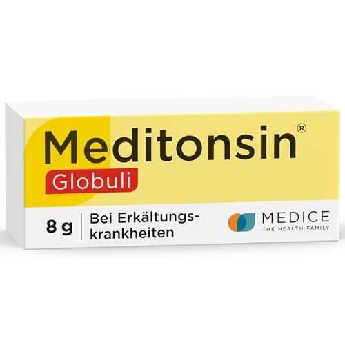Meditonsin Globuli 8 g bei ersten Anzeichen einer Erkältung - Husten & Schnupfen - natürliches Arzneimittel - für die ganze Familie geeignet