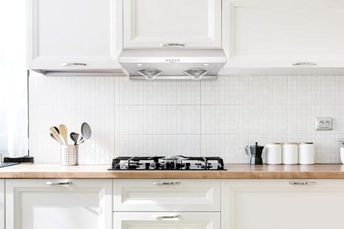 Image of Hauslane Range Hood 30 inch Under Cabinet | Vent Hood | Stainless Steel Quiet Hood Range Stove | 3 Speed Slim Kitchen Range Hood| Energy LED Lamps | Fits 6 Inch Round Ducts, C100