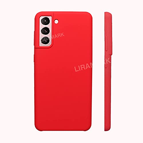 Image of LIRAMARK Liquid Silicone Soft Back Cover Case for Samsung Galaxy S21 Plus (Red)