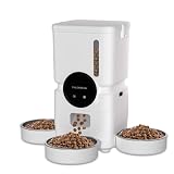 Chloraeon Automatic Cat Feeder for 3 Cats with Slow Feed, 6L Smart WiFi Pet Feeder, 2.4G & 5G Dual-Band, Battery Powered with 15-Day Battery Life, for Cats & Small Dogs (White)