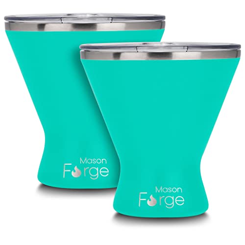Mason Forge | Set Of 2 Stainless Steel 12Oz Martini Margarita Tumbler | Sweat & Condensation Free | Double Wall Insulated Technology For Cold Cocktails #TOP6