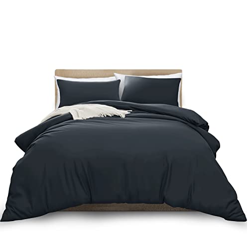 MOONLIGHT20015 Super King Duvet Cover Set Charcoal Solid Soft Pre-Washed Super King Bedding Duvet Cover with 2 Matching Pillowcases - Image 4