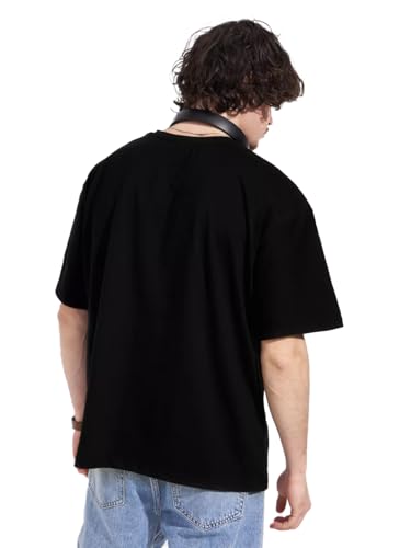 Image of LEOTUDE Half Sleeve Cottonblend Graphic Print Round Neck Drop Shoulder