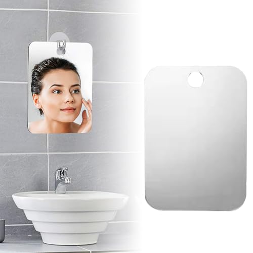 Cutiolly Espejo de Afeitar para Ducha,20 * 25cm Espejo de Ducha,Espejo De Camping,Espejo Colgante Pequeño Sin Marco,Espejo De Viaje,Espejo De Maquillaje,Espejo para Colgar en Pared