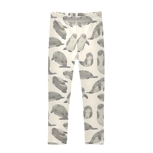 Manatee Grey Girls Leggings Athletic Pants Tights Stretch Bottom