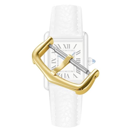 hengfento2 Pin Buckle Clasp Band Replacement For Cartier Ballon Bleu Tank Watchbands Stainless Steel (Gold, 12mm)