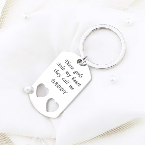 ENSIANTH Father Gift These Stole My Heart They Call Me Daddy Keychain Set Heart Cut out Gift3