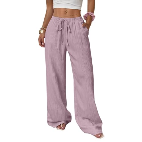 Pantalones Mujer Jogger Vestir Pantalones Anchos Mujer Acampanados Trabajo Verano Ropa Casual Chándal Pantalon Elegante Primavera Halloween 1#Rosa M