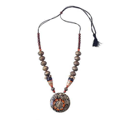 Image of Handcrafted Tribal Dhokra & Floral Charm Necklace Collection | Artisan Brass, Glass & Contemporary Statement Necklaces for Women | Ethnic, Elegant & Artistic Jewelry