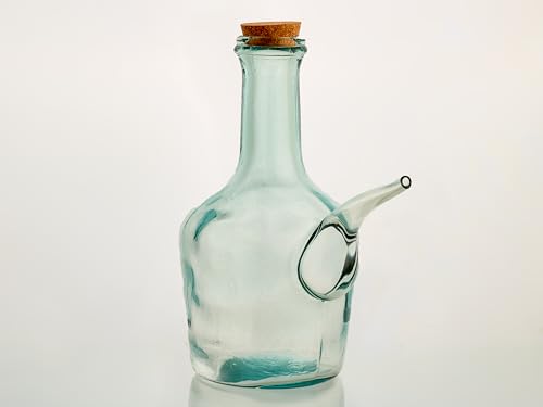 Porrón Barral de Vidrio 1 Litro – Fabricado en España – Cristal Artesanal con Tapón de Corcho – Diseño Robusto