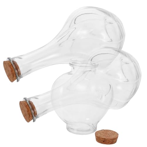 PRETYZOOM 3pcs Heart Shaped Glass Sand Ceremony Jars with Cork